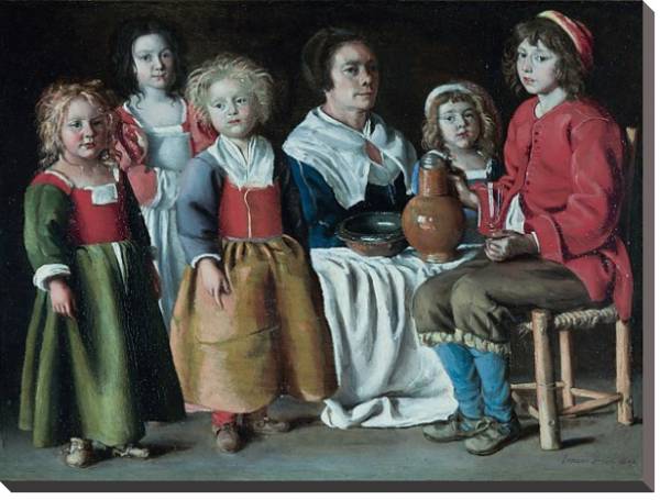 Постер Женщина и пять детей с типом исполнения На холсте без рамы