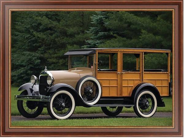 Постер Ford Model A Woody Station Wagon '1929 с типом исполнения На холсте в раме в багетной раме 35-M719P-83