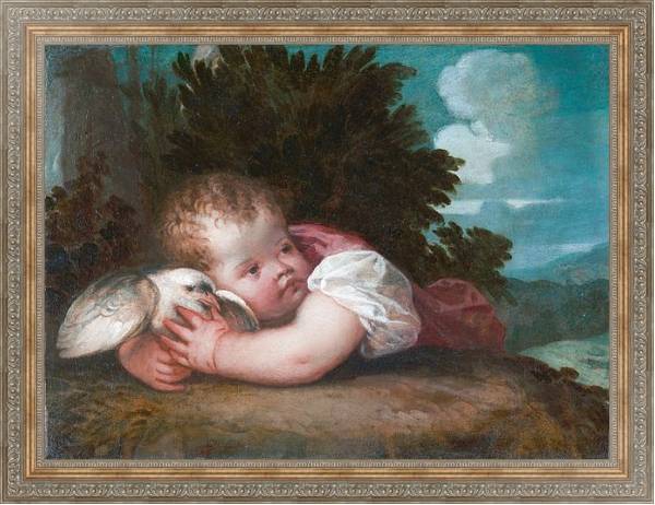 Постер Мальчик с птицей с типом исполнения На холсте в раме в багетной раме 484.M48.310