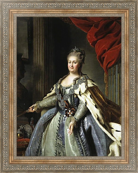 Постер Портрет Екатерины II 5 с типом исполнения На холсте в раме в багетной раме 484.M48.310