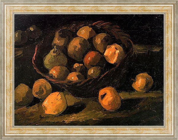 Постер Корзина яблок с типом исполнения На холсте в раме в багетной раме NA053.0.115