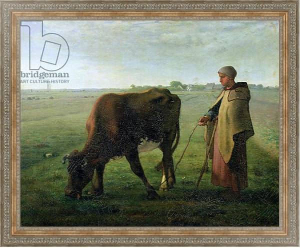 Постер Woman Grazing her Cow, 1858 с типом исполнения На холсте в раме в багетной раме 484.M48.310
