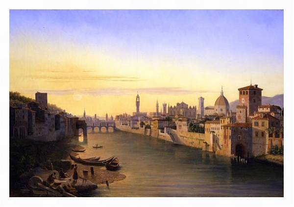 Постер Флоренция, вид на реку Арно с типом исполнения На холсте в раме в багетной раме 221-03