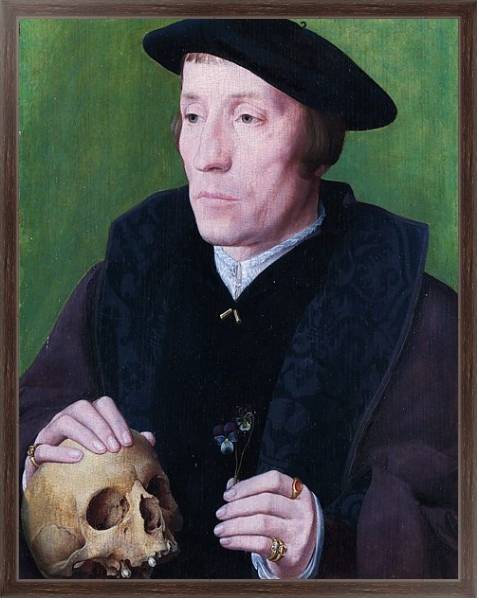Постер Мужчина с фиалкой и черепом с типом исполнения На холсте в раме в багетной раме 221-02