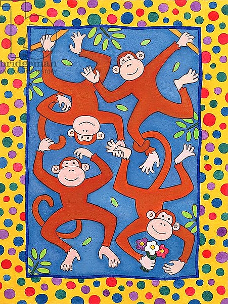 Постер Cheeky Monkeys с типом исполнения На холсте без рамы