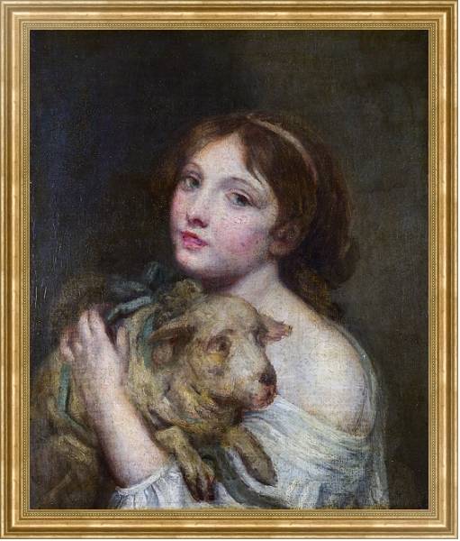 Постер Девушка с ягненком с типом исполнения На холсте в раме в багетной раме NA033.1.051