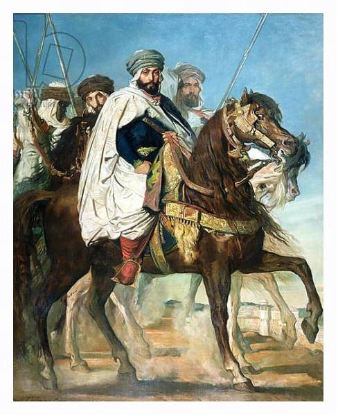 Постер Ali Ben Ahmed, the Last Caliph of Constantine, with his Entourage outside Constantine, 1845 с типом исполнения На холсте в раме в багетной раме 221-03