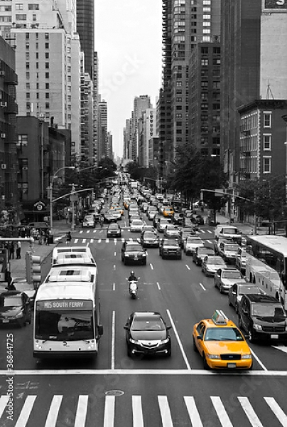Постер Движение в Нью-Йорке, США с типом исполнения На холсте без рамы