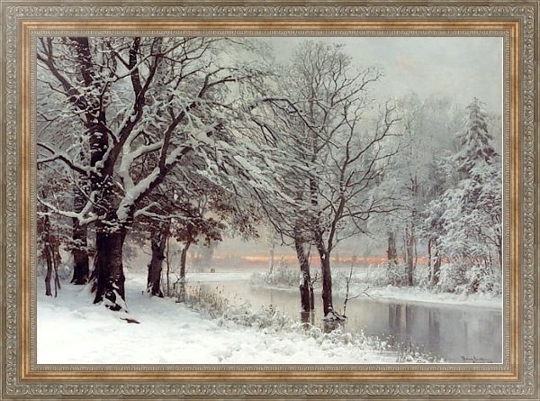 Постер Зимний вечер с типом исполнения На холсте в раме в багетной раме 484.M48.310