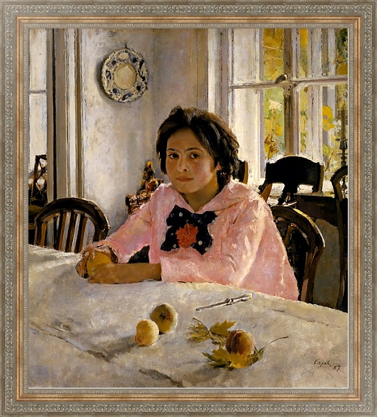 Постер Девочка с персиками 2 с типом исполнения На холсте в раме в багетной раме 484.M48.310