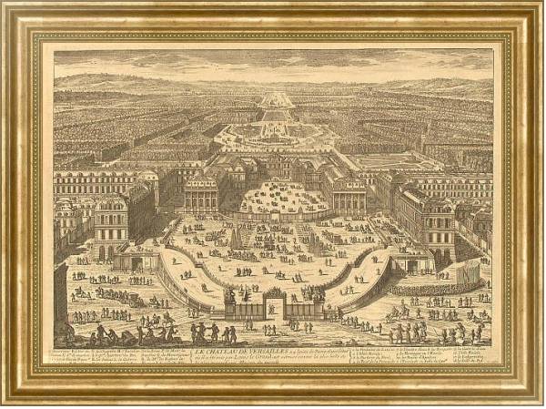 Постер Панорама дворцов и парков Версаля с типом исполнения На холсте в раме в багетной раме NA033.1.051