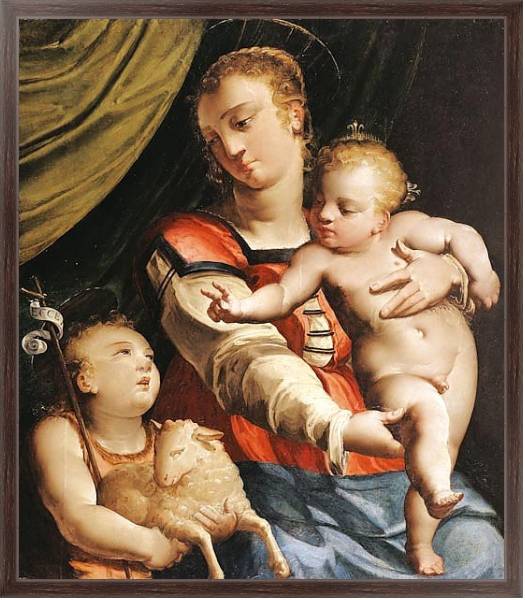 Постер Дева с младенцем и Иоанн Креститель с типом исполнения На холсте в раме в багетной раме 221-02