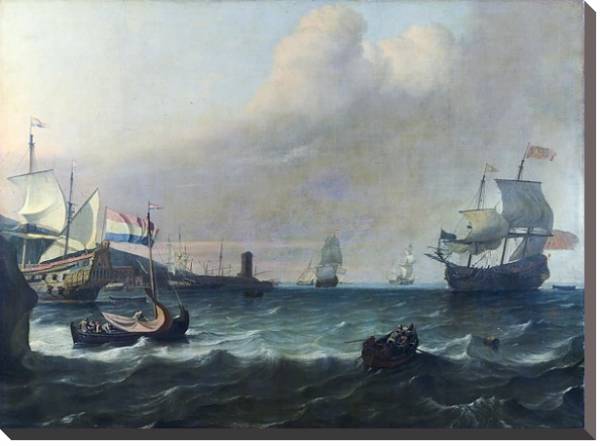 Постер Голландский военный корабль, входящий в Среднеземноморской порт с типом исполнения На холсте без рамы