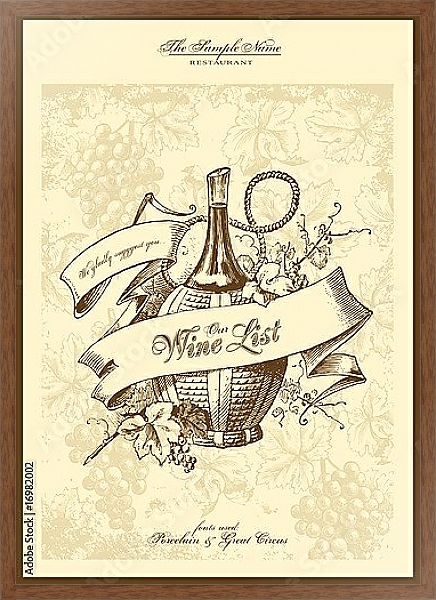 Постер Серия меню: список вин с типом исполнения На холсте в раме в багетной раме 1727.4310