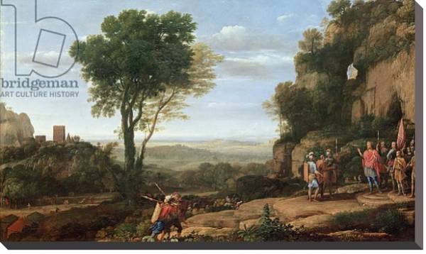 Постер Landscape with David at the Cave of Abdullam, 1658 с типом исполнения На холсте без рамы