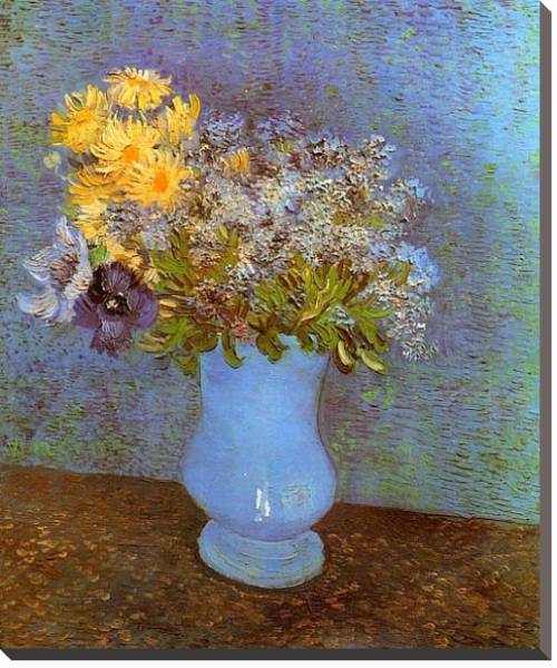 Постер Vase with Lilacs, Daisies and Anemones  ваза с сиренью, маргаритками и актиниями с типом исполнения На холсте без рамы