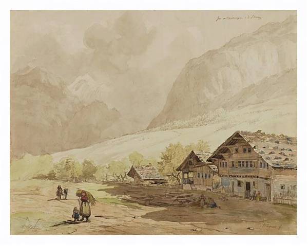 Постер Вид на Мейринген в Швейцарии с типом исполнения На холсте в раме в багетной раме 221-03