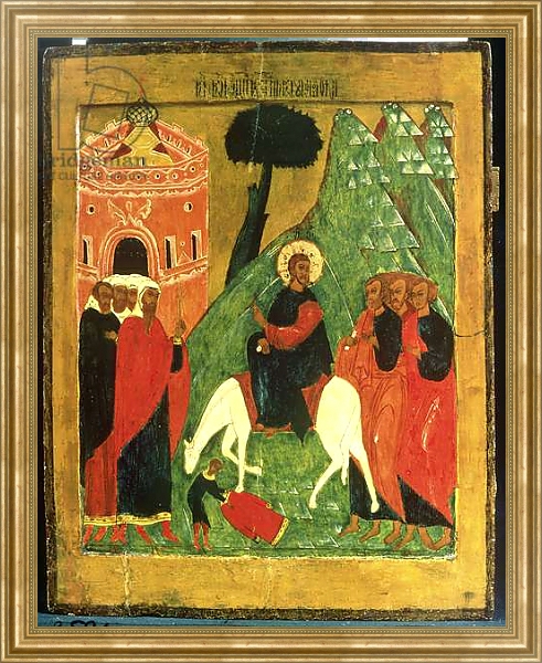 Постер Icon depicting Christ's Entry into Jerusalem с типом исполнения На холсте в раме в багетной раме NA033.1.051