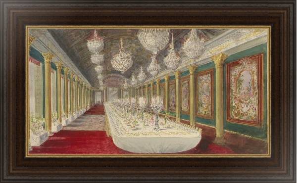 Постер Стол для торжественного обеда в бальном зале замка Компьень с типом исполнения На холсте в раме в багетной раме 1.023.151