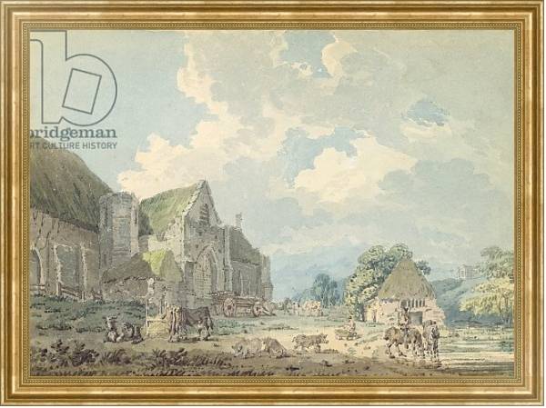 Постер The Tithe Barn at Abbotsbury with the Abbey on the hill..., c.1795 с типом исполнения На холсте в раме в багетной раме NA033.1.051