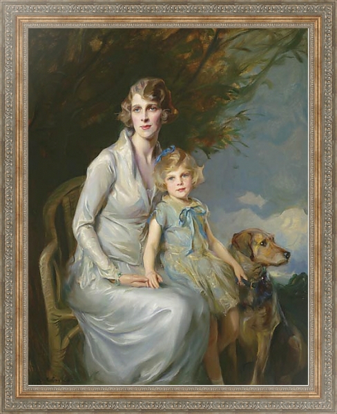 Постер Портрет дамы с ребенком с типом исполнения На холсте в раме в багетной раме 484.M48.310
