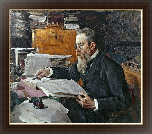 Постер Portrait of Nikolai Andreyevich Rimsky-Korsakov с типом исполнения На холсте в раме в багетной раме 1.023.151