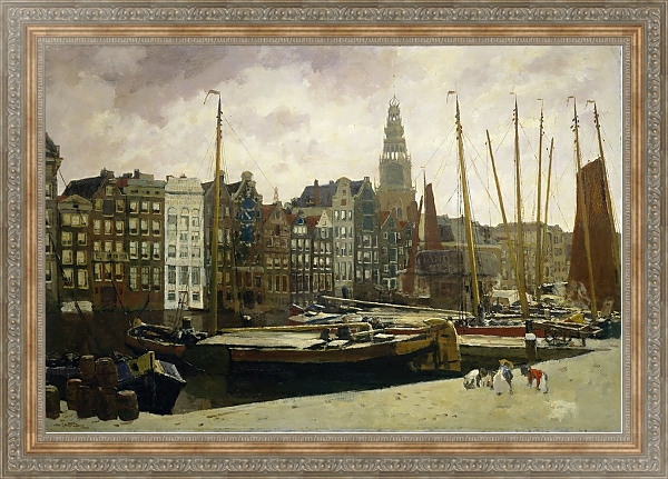 Постер The Damrak, Amsterdam с типом исполнения На холсте в раме в багетной раме 484.M48.310