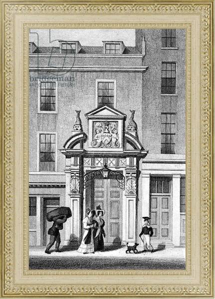 Постер Fishmonger's Hall, Thames Street, engraved by J. Greig, c.1830 с типом исполнения Акварель в раме в багетной раме 484.M48.725