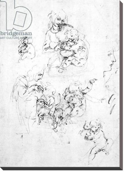 Постер Studies for a Madonna with a cat, c.1478-80 1 с типом исполнения На холсте без рамы