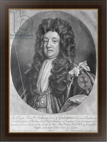 Постер Portrait of Sidney Godolphin 1st Earl of Godolphin engraved and published by John Smith 1707 с типом исполнения На холсте в раме в багетной раме 1.023.151