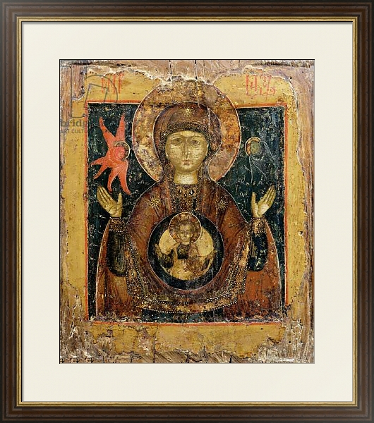 Постер The Mother of God of the Sign, icon, late 17th century с типом исполнения Под стеклом в багетной раме 1.023.036