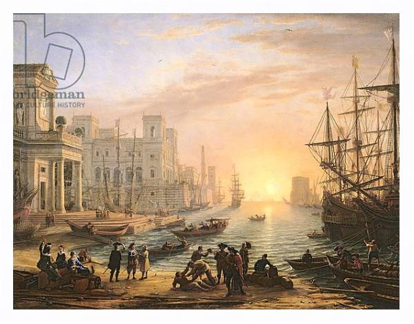 Постер Sea Port at Sunset, 1639 с типом исполнения На холсте в раме в багетной раме 221-03