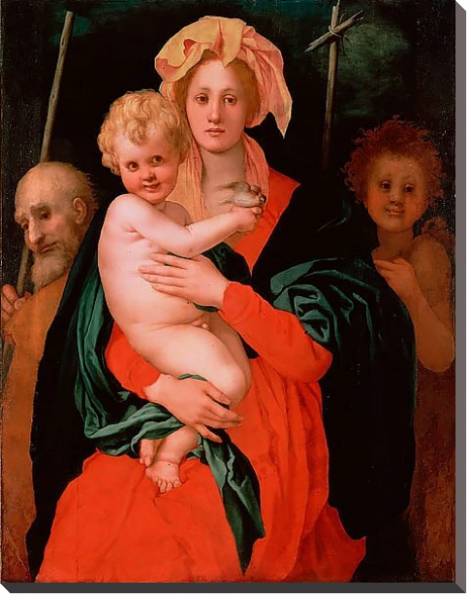 Постер Мадонна с Младенцем, св. Иосифом и Иоанном Крестителем с типом исполнения На холсте без рамы