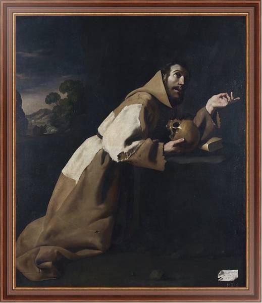 Постер Святой Франсис медитирует с типом исполнения На холсте в раме в багетной раме 35-M719P-83