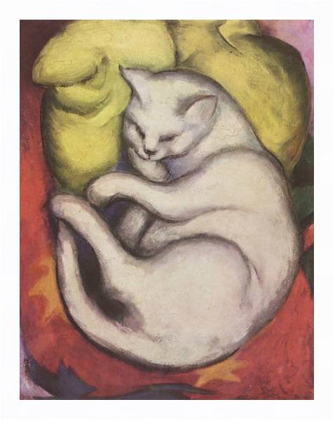 Постер Кот на желтой подушке с типом исполнения На холсте в раме в багетной раме 221-03