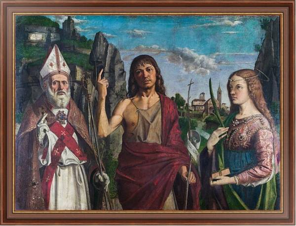 Постер Святой Зено, Иоанн Креститель и женщина-мученик с типом исполнения На холсте в раме в багетной раме 35-M719P-83