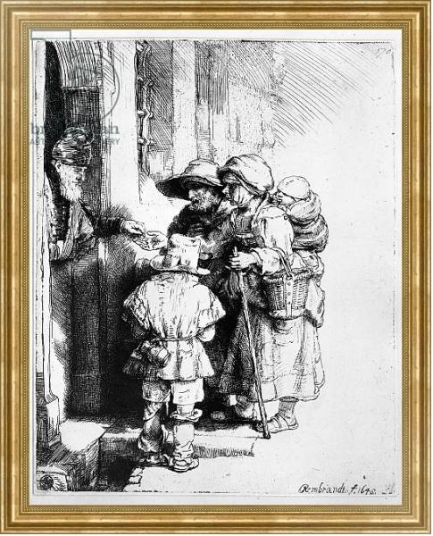 Постер Beggars receiving alms, 1648 с типом исполнения На холсте в раме в багетной раме NA033.1.051