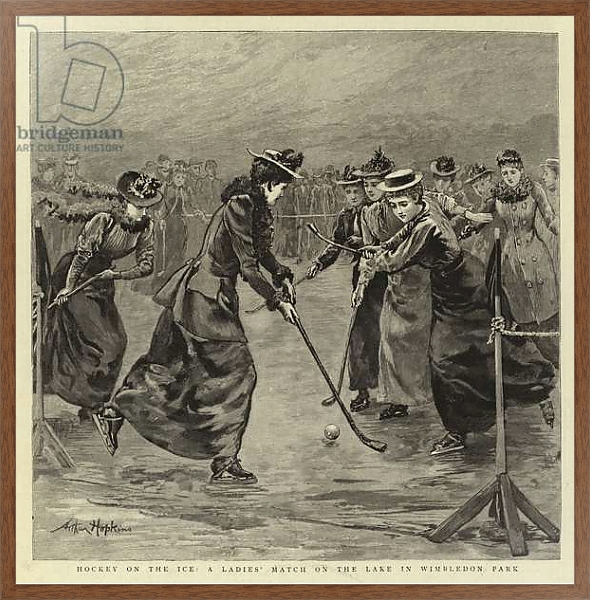 Постер Hockey on the Ice, a Ladies' Match on the Lake in Wimbledon Park с типом исполнения На холсте в раме в багетной раме 1727.4310