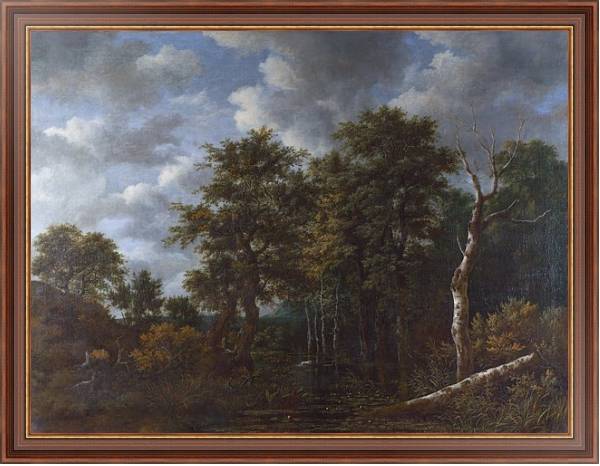 Постер Пруд, окруженный деревьями с типом исполнения На холсте в раме в багетной раме 35-M719P-83