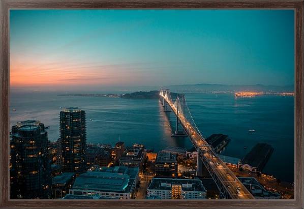 Постер Вечерний Сан-Франциско с типом исполнения На холсте в раме в багетной раме 221-02
