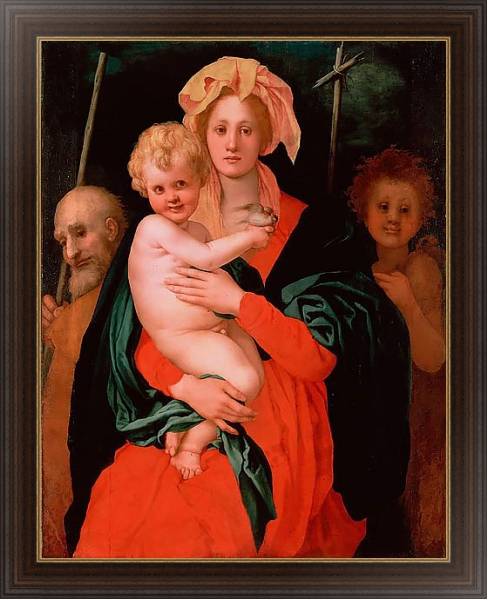 Постер Мадонна с Младенцем, св. Иосифом и Иоанном Крестителем с типом исполнения На холсте в раме в багетной раме 1.023.151
