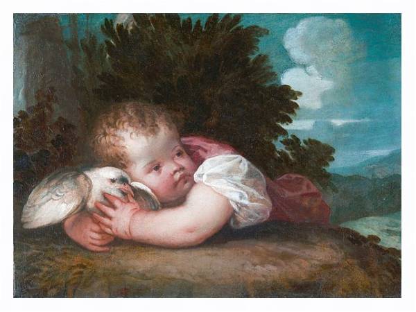 Постер Мальчик с птицей с типом исполнения На холсте в раме в багетной раме 221-03