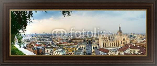 Постер Италия, Милан. Панорама центра города с типом исполнения На холсте в раме в багетной раме 1.023.151