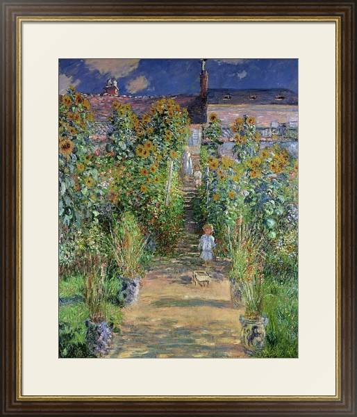 Постер Monet's garden at V?theuil с типом исполнения Под стеклом в багетной раме 1.023.036