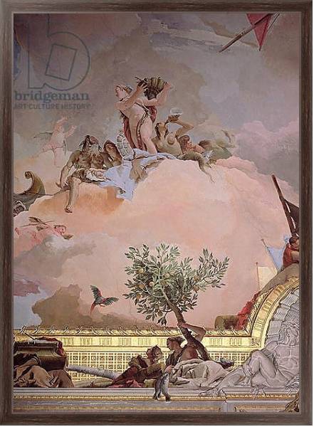 Постер The Glory of Spain IV, from the Ceiling of the Throne Room, 1764 с типом исполнения На холсте в раме в багетной раме 221-02