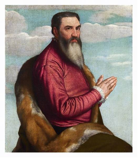 Постер Молящийся мужчина с длинной бородой с типом исполнения На холсте в раме в багетной раме 221-03