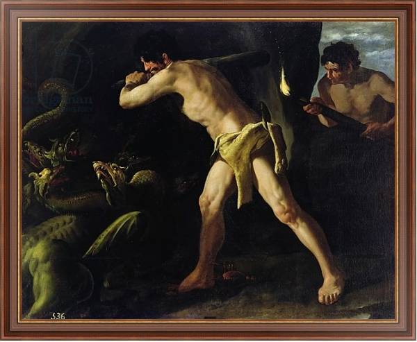 Постер Hercules Fighting with the Lernaean Hydra, c.1634 с типом исполнения На холсте в раме в багетной раме 35-M719P-83