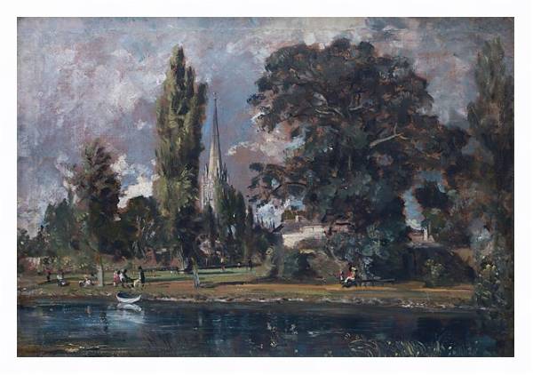 Постер Salisbury Cathedral and Leadenhall from the River Avon с типом исполнения На холсте в раме в багетной раме 221-03