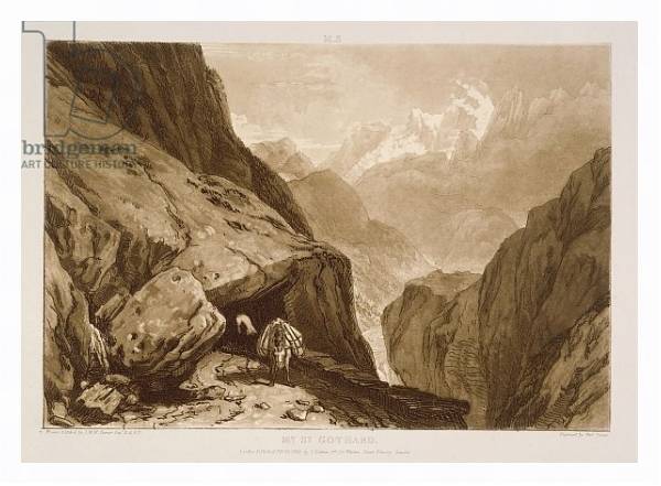 Постер F.9.I Mt. St. Gothard, from the 'Liber Studiorum', engraved by Charles Turner, 1808 с типом исполнения На холсте в раме в багетной раме 221-03