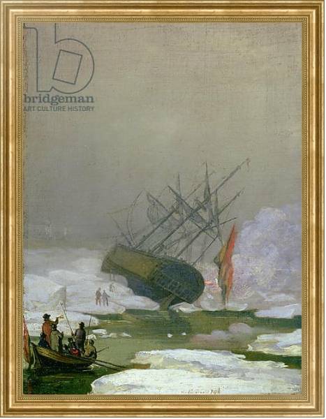 Постер Ship in the Polar Sea, 12th December 1798 с типом исполнения На холсте в раме в багетной раме NA033.1.051
